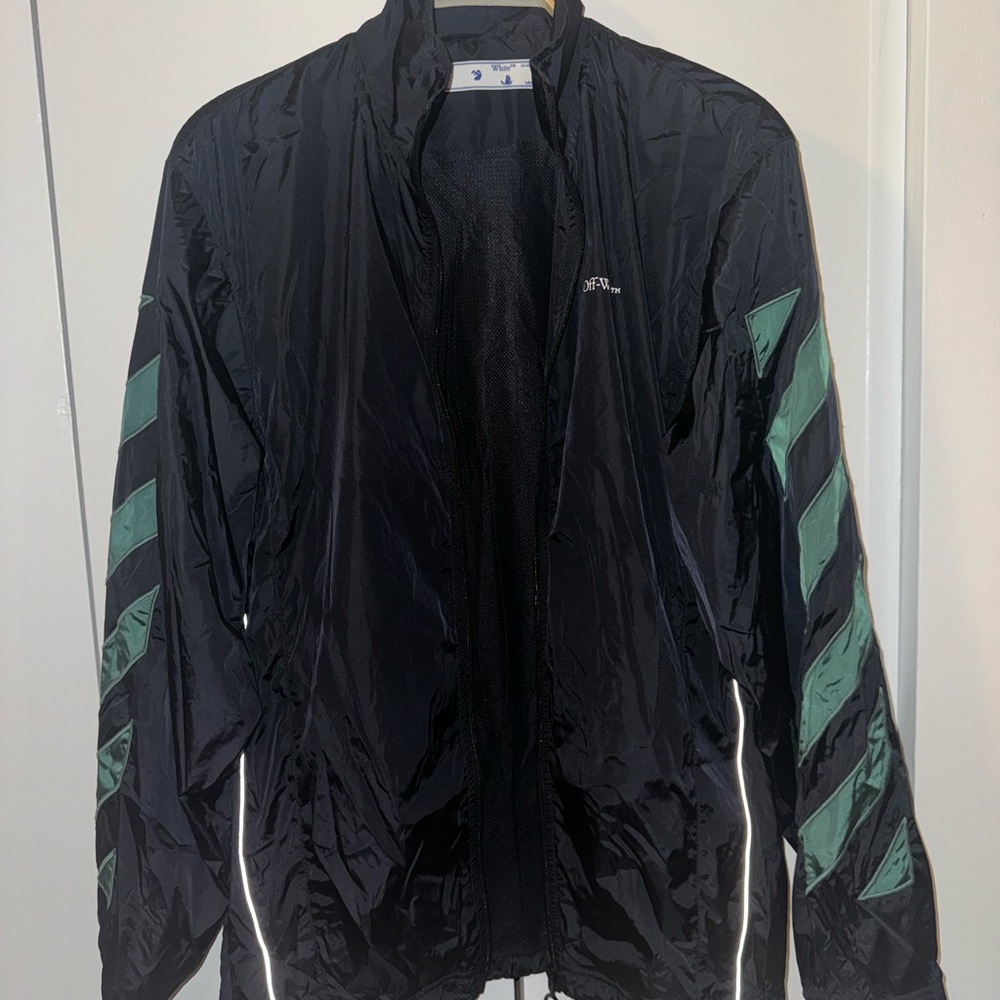 Off-White Diag Nylon Full Zip Jacket - Black